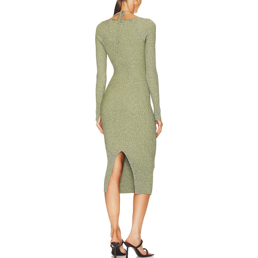 High Quality Woman Spaghetti Strap Dress Ladies Knit Ribbed Halter Neck Dress