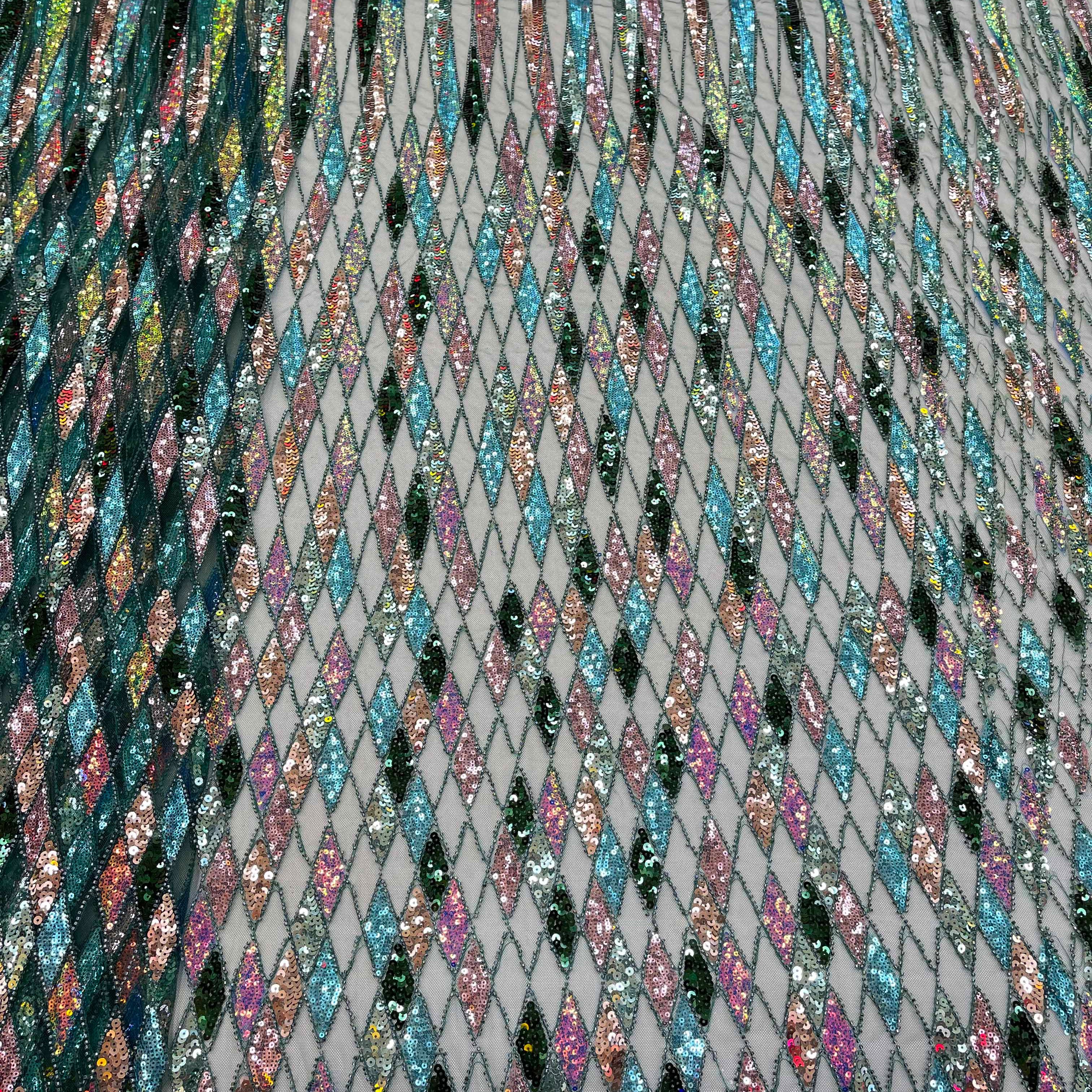 Diamond beaded pearl and sequins lace