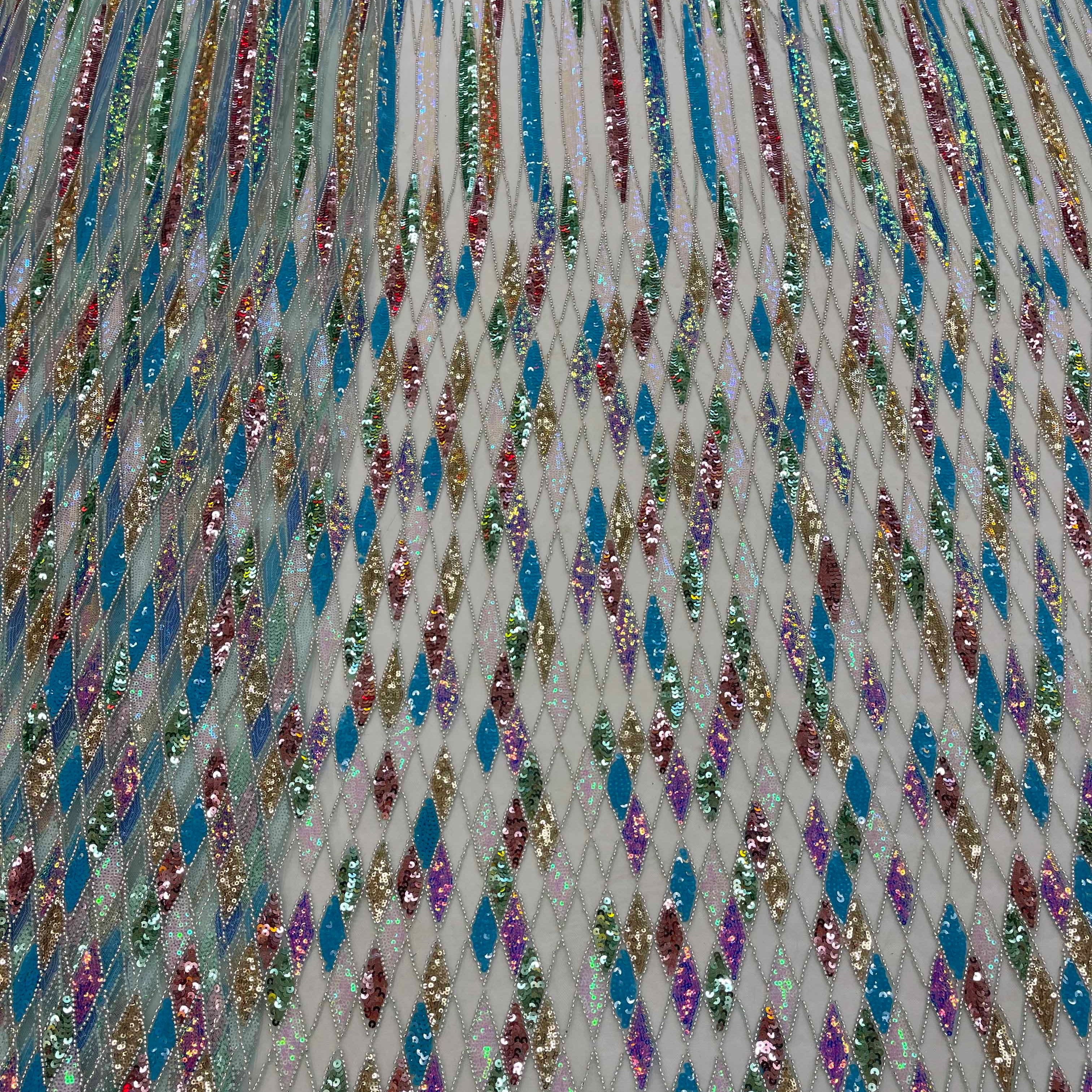 Diamond beaded pearl and sequins lace