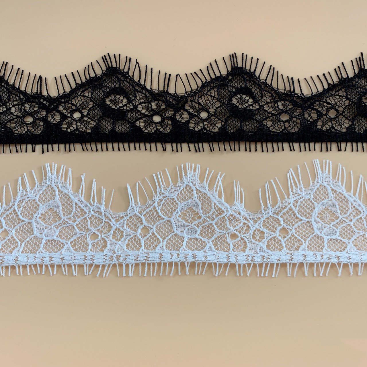 French Black chantilly Eyelash Trim Scalloped Edge Flower Ribbon Lace Edging For Lingerie