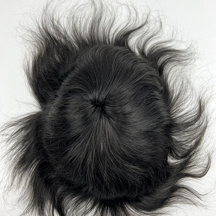Men Toupee Mono and Front Swiss lace 100%Virgin Human Hair Durable Mens Hairpiece Men Wig Replacement Systems