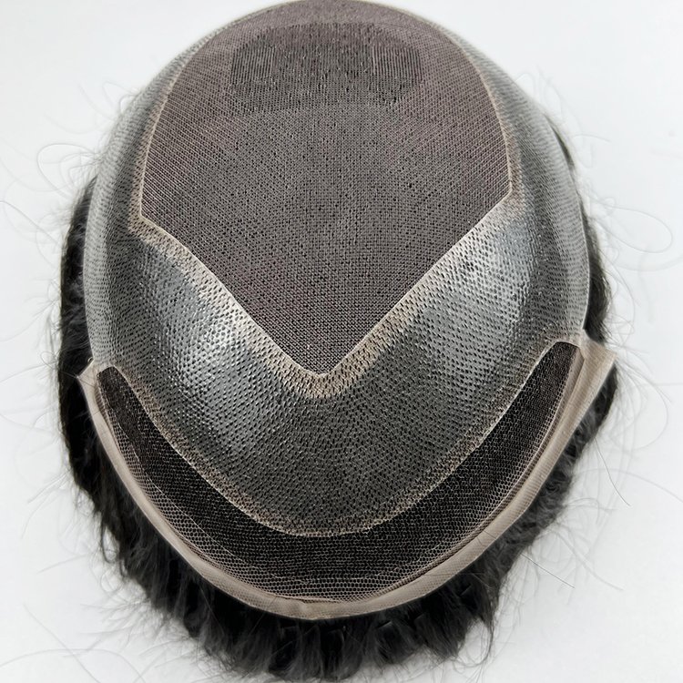 Men Toupee Mono and Front Swiss lace 100%Virgin Human Hair Durable Mens Hairpiece Men Wig Replacement Systems