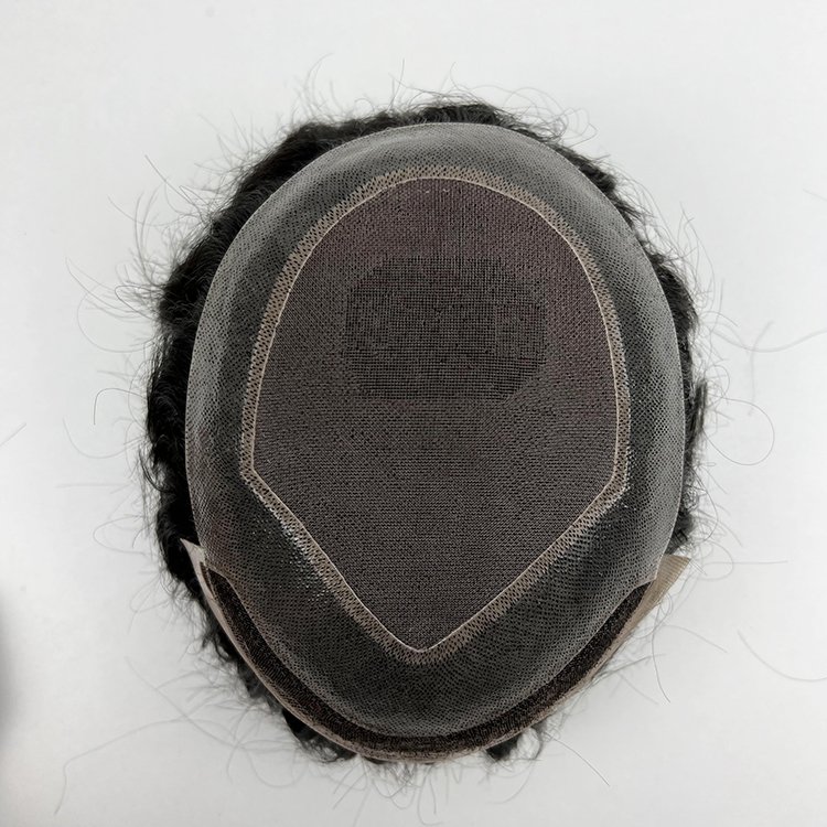 Men Toupee Mono and Front Swiss lace 100%Virgin Human Hair Durable Mens Hairpiece Men Wig Replacement Systems