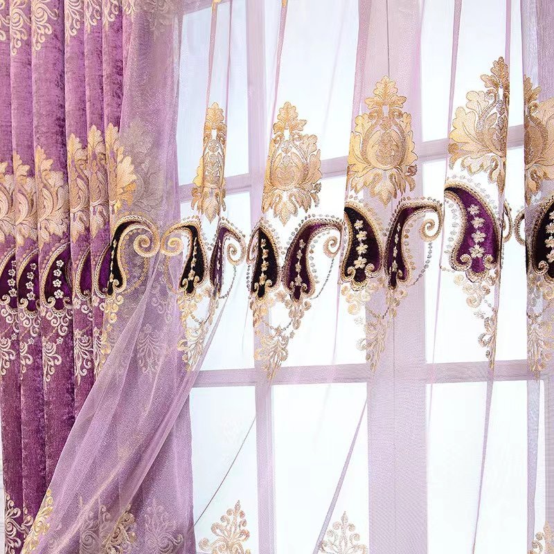 Luxury Curtain Fabric Blackout European Elegant Embroidery Curtain Fabric Luxury Curtain Materials