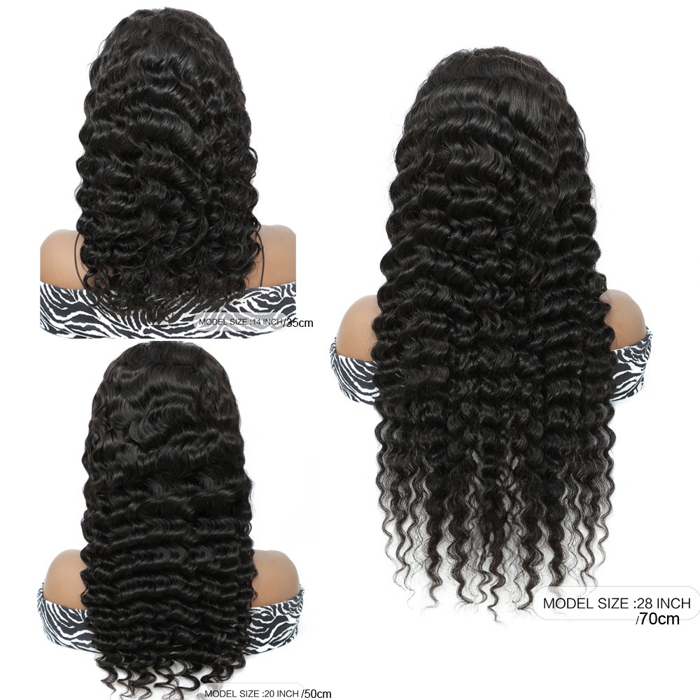 180% Density 100 Human Hair Lace Front Wig Deep Wave, 4x4 Lace Closure Remy Virgin Human Hair Wigs For Black Women