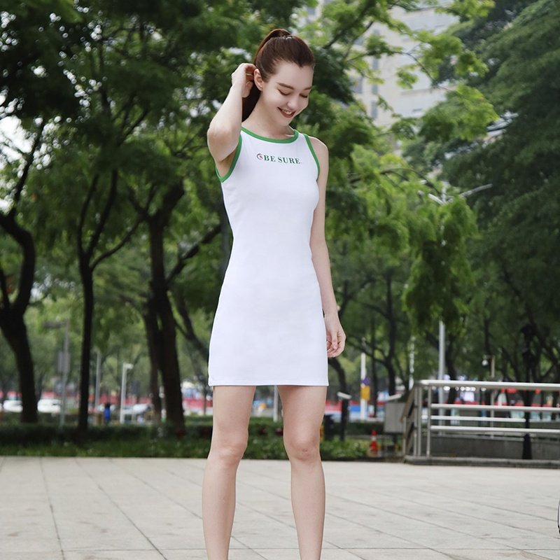 Girls Elegant Round Neck Ribbed Knit Knee-Length Sleeveless Midi Dress Women's Fashion Casual Slim Fit Tank Dress