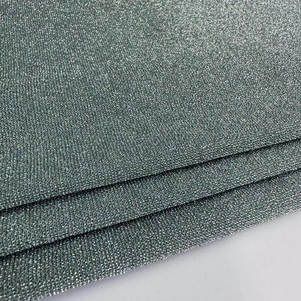 Garment Fashionable knit shiny swimwear fabric nylon spandex lurex metallic yarn RIB fabric for dress and bikini