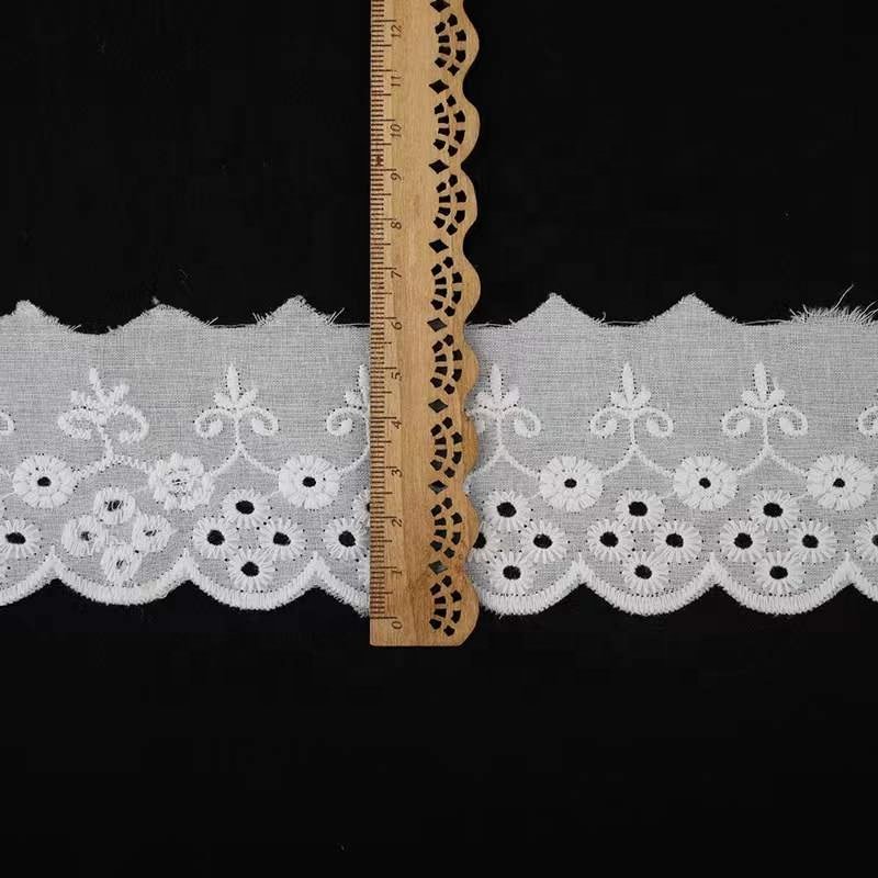Factory spot 6CM white cotton lace voile lace 100% cotton swiss for clothing home textiles