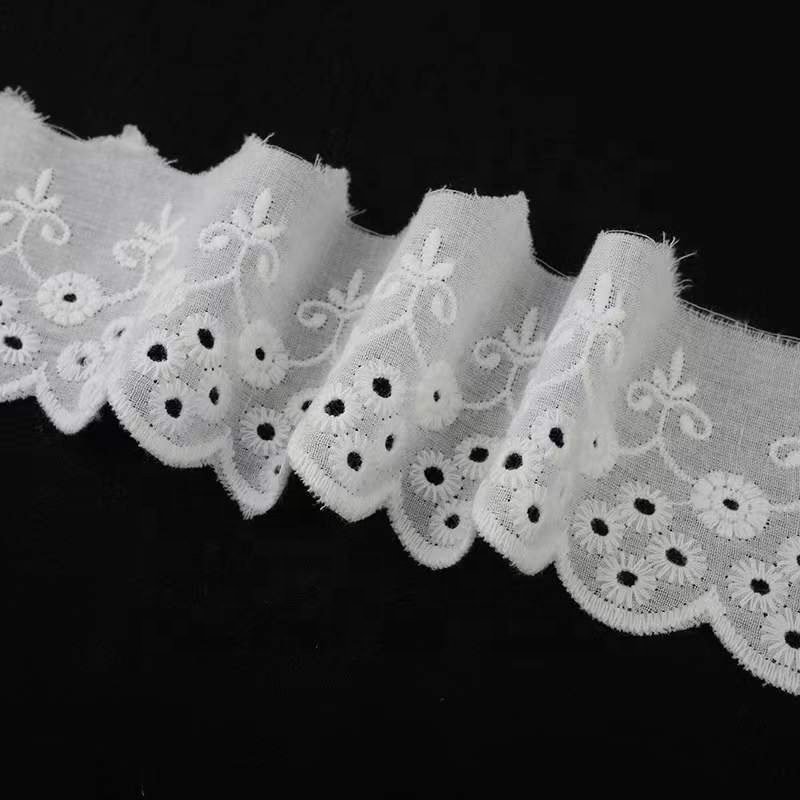 Factory spot 6CM white cotton lace voile lace 100% cotton swiss for clothing home textiles