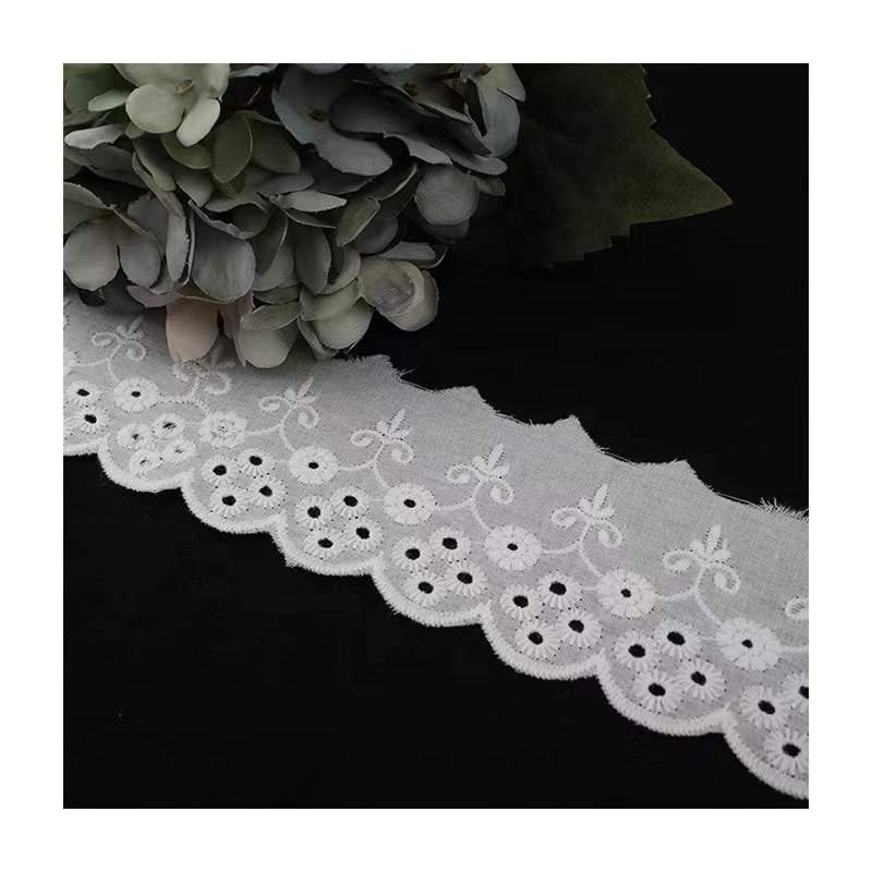 Factory spot 6CM white cotton lace voile lace 100% cotton swiss for clothing home textiles