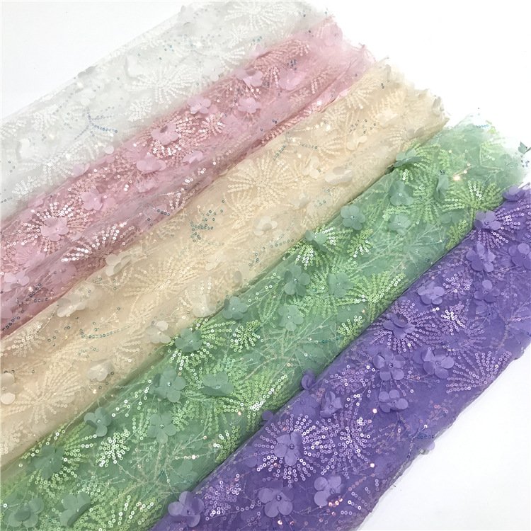 Textiles and fabrics Laser three-dimensional embroidery fabric dress evening gown bags and other mesh polyester fabric