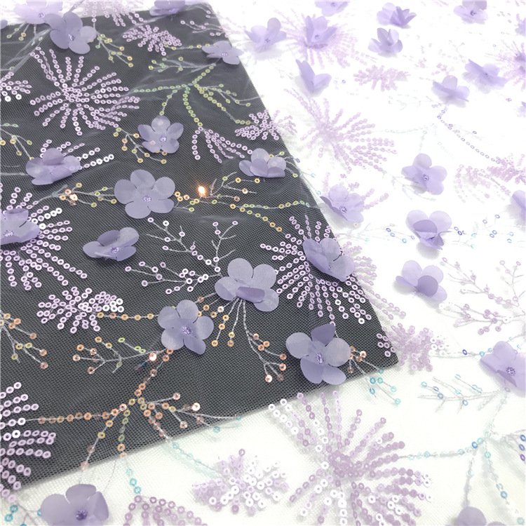 Textiles and fabrics Laser three-dimensional embroidery fabric dress evening gown bags and other mesh polyester fabric