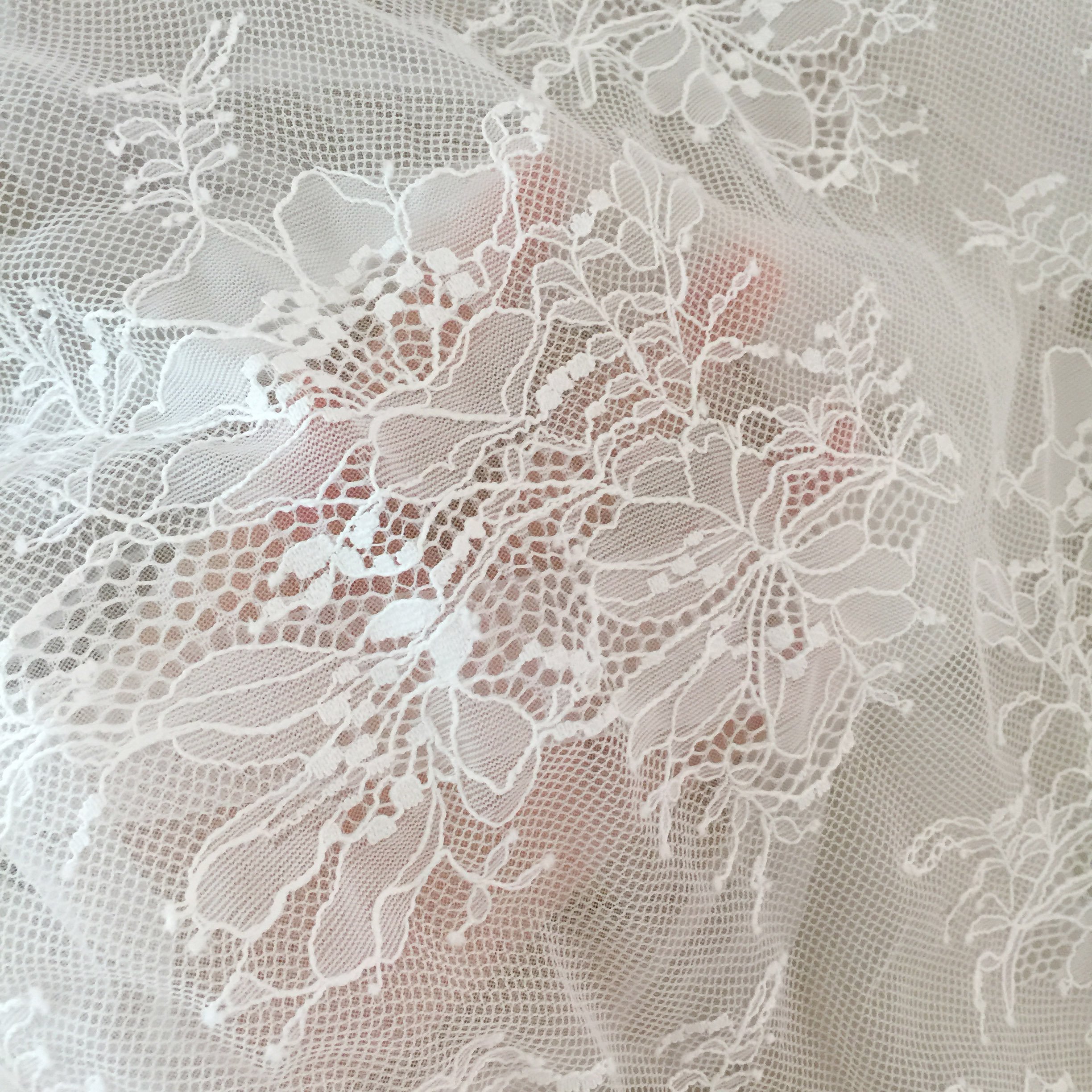 DELACE Latest bridal chantilly french white floral embroidery lace guipure lace fabric for weddingdress