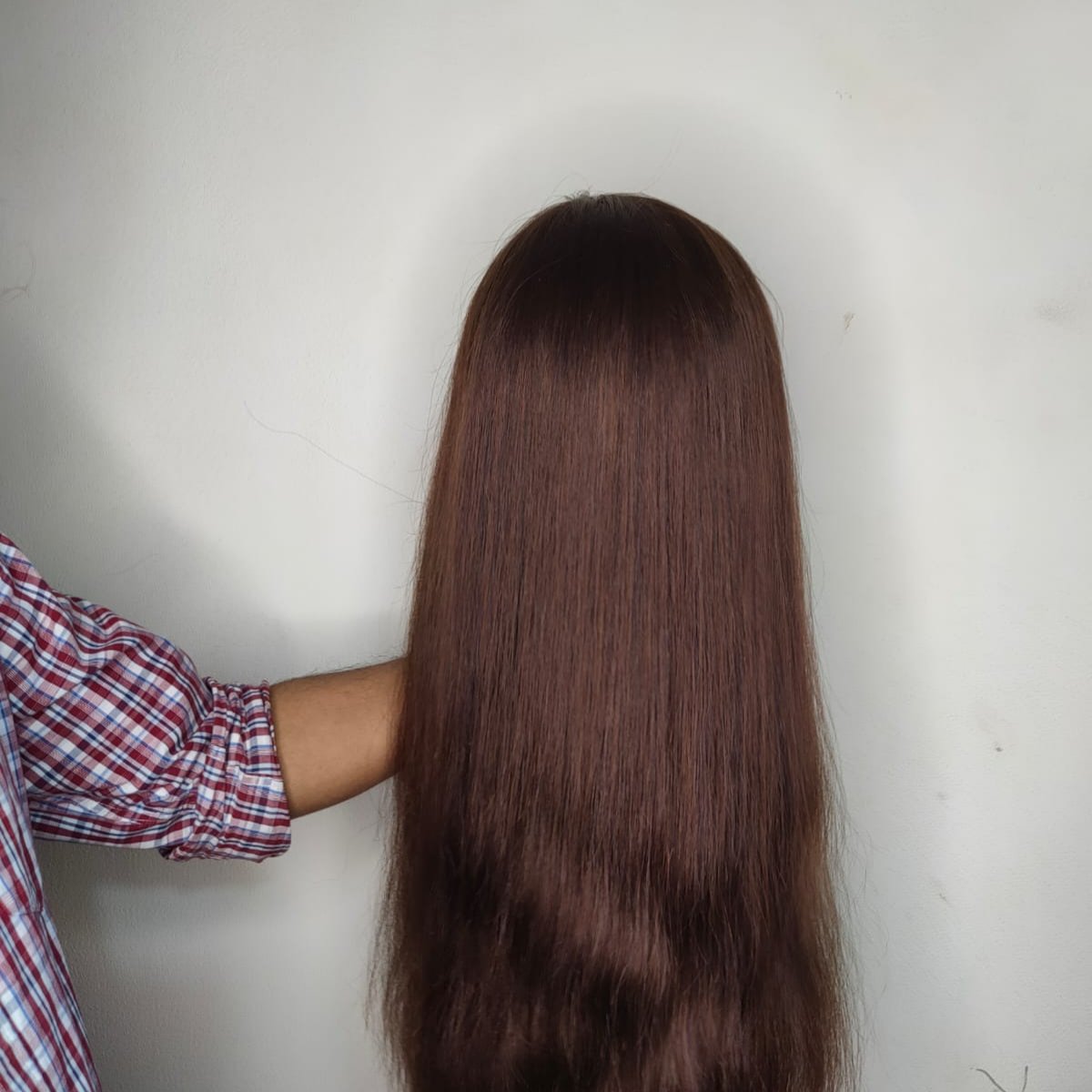 Custom Order Long Straight Virgin Remy Human Hair Wig with Transparent Lace Toupee Base Full Cuticle Aligned Swiss Lace Material