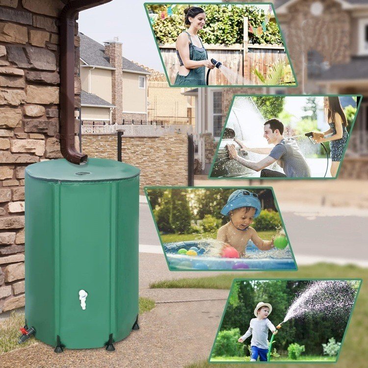 50 Gallon Portable Water Storage Tank Garden Water Catcher PVC Collapsible Rain Barrel Water Collector System