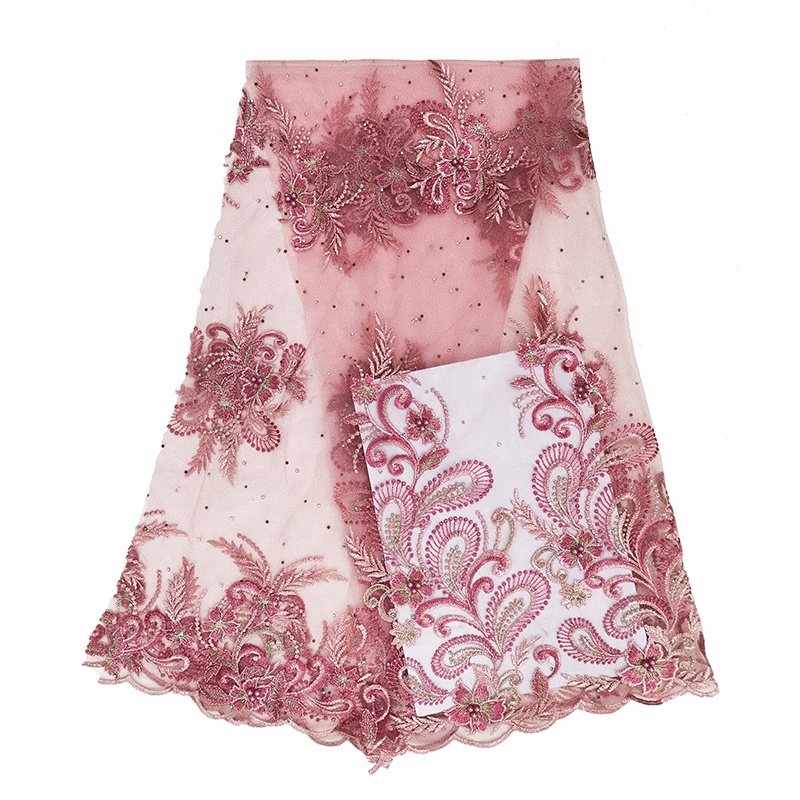 lace fabric factory high quality lace fabric embroidery fabrics lace for clothes with beads and pearl