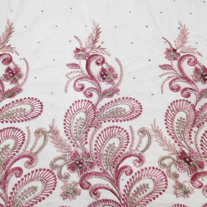 lace fabric factory high quality lace fabric embroidery fabrics lace for clothes with beads and pearl