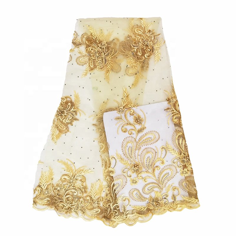 lace fabric factory high quality lace fabric embroidery fabrics lace for clothes with beads and pearl