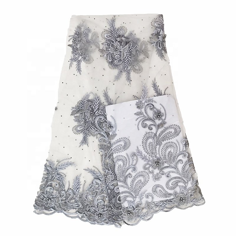lace fabric factory high quality lace fabric embroidery fabrics lace for clothes with beads and pearl