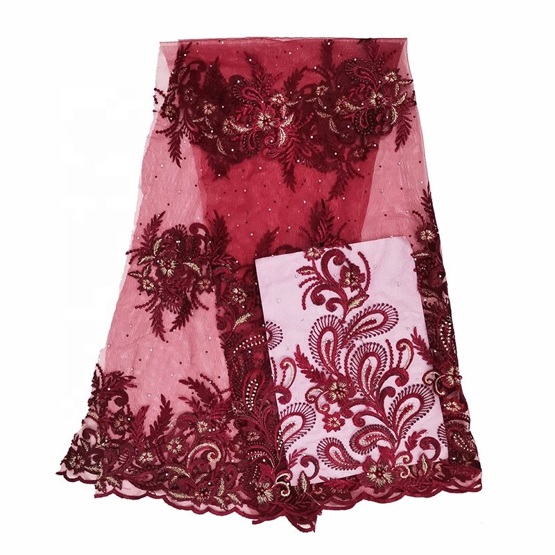 lace fabric factory high quality lace fabric embroidery fabrics lace for clothes with beads and pearl