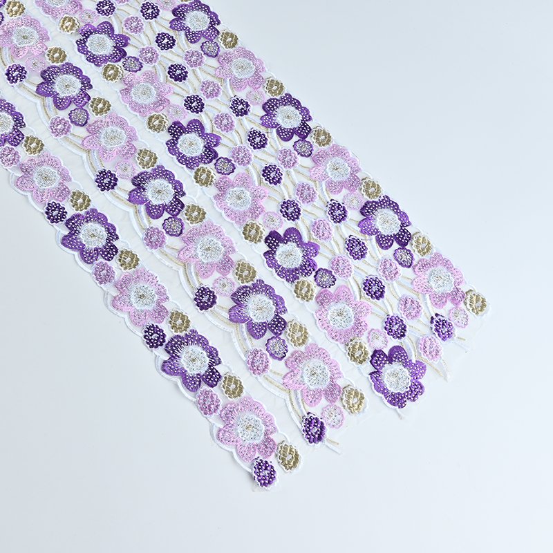 Custom Made Machine Embroidered Floral Ribbons and Laces in Assorted Sizes and Colors for Wedding Dresses