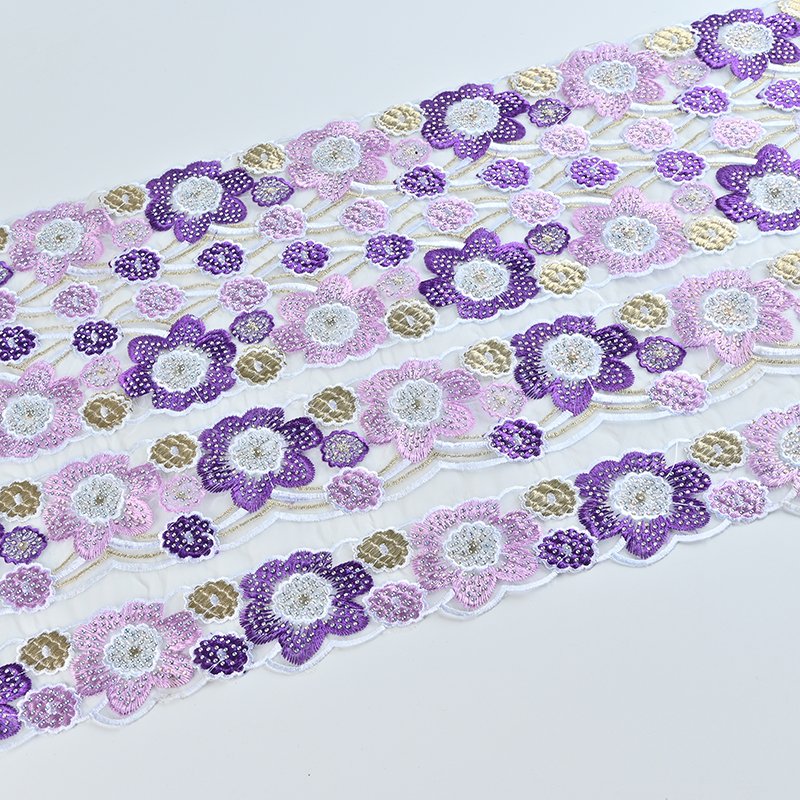 Custom Made Machine Embroidered Floral Ribbons and Laces in Assorted Sizes and Colors for Wedding Dresses
