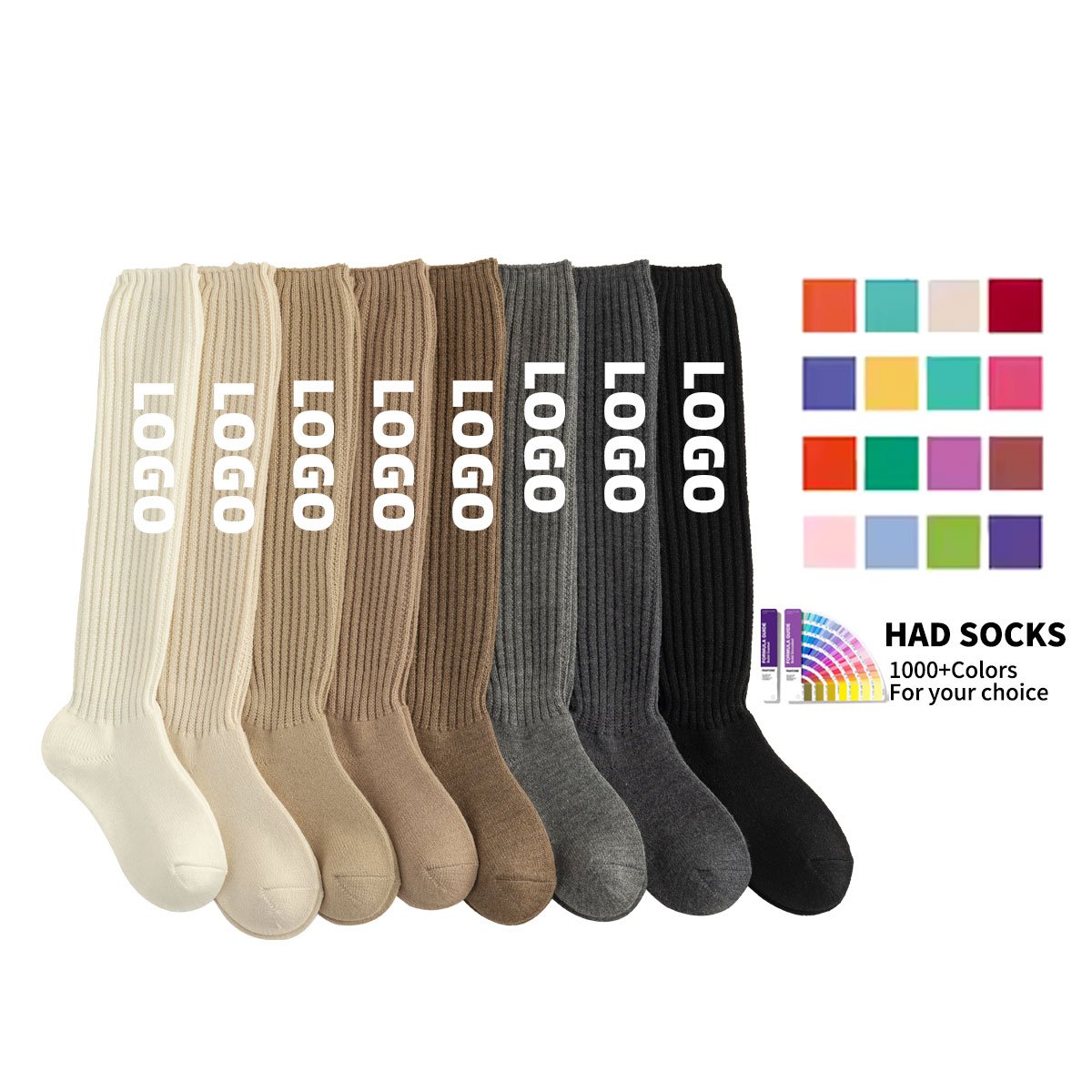 Wholesale Mid-Calf Cotton Scrunchy Slouch Socks for Women Knit Rib Tube Breathable Anti-Slip Compression Crew Length socks