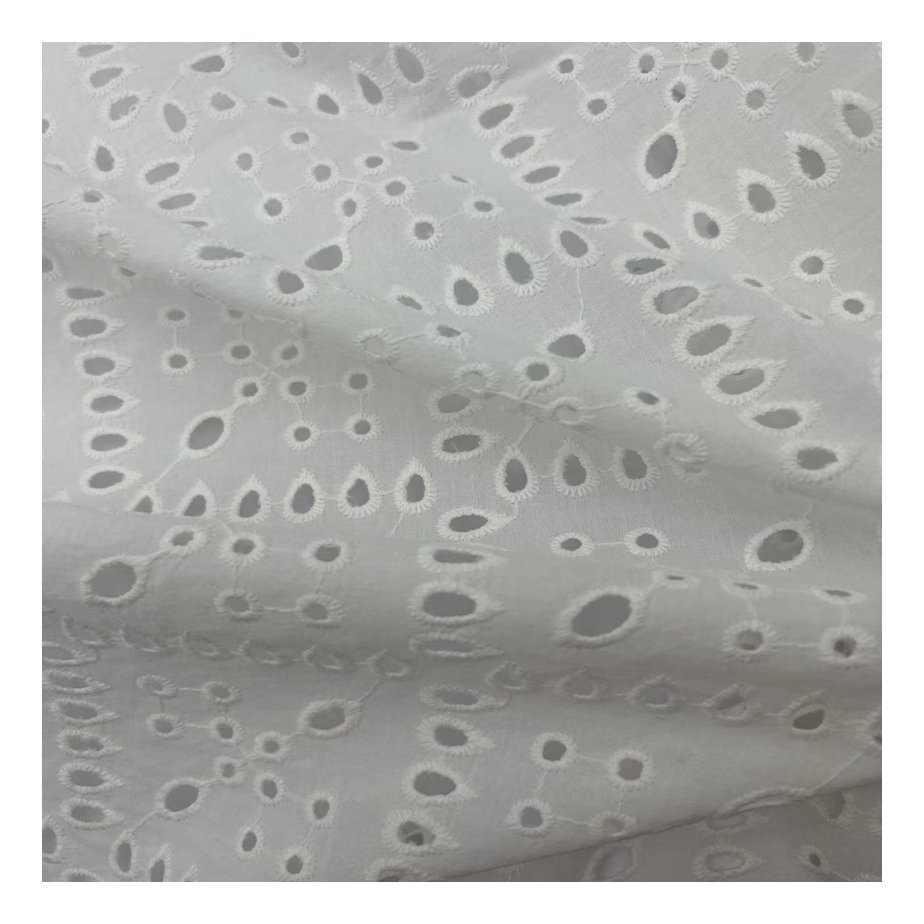 Stock Lot Various Designs 100% Cotton White Embroidery Fabric For Clothing