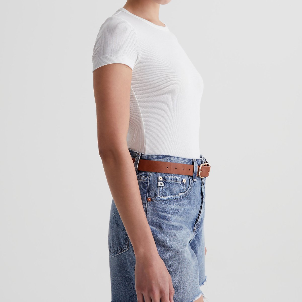 Custom Logo OEM/ODM Available in Multiple Colors White Cotton Breathable Ribbed Knit Short Sleeve Minimalist T-Shirt for Women