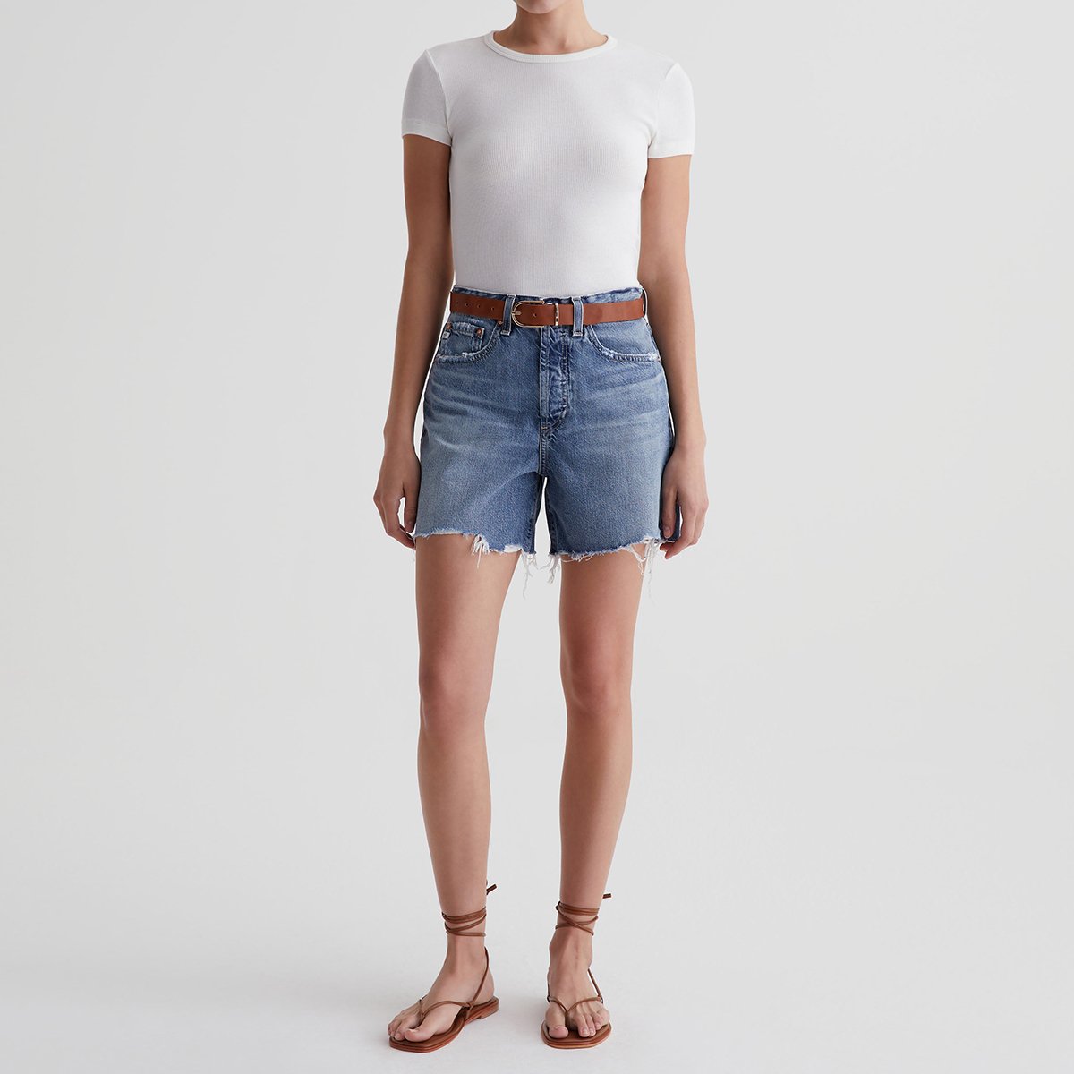 Custom Logo OEM/ODM Available in Multiple Colors White Cotton Breathable Ribbed Knit Short Sleeve Minimalist T-Shirt for Women