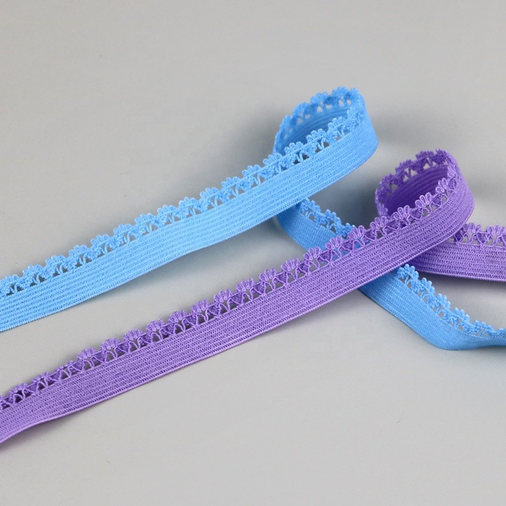 Wholesales 10mm Ultra Thin nylon picot elastic lingerie lace coloured elastic band for underwear bra shoulder strap webbing