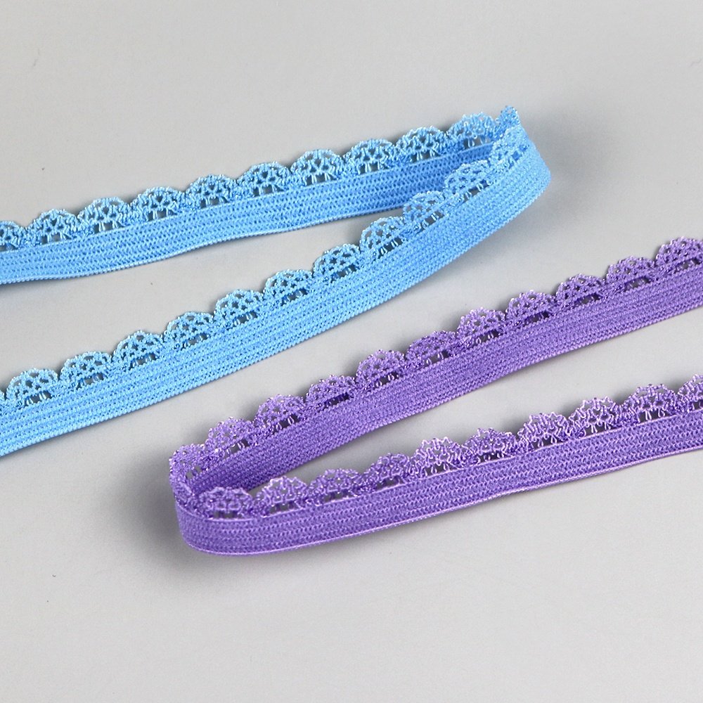 Wholesales 10mm Ultra Thin nylon picot elastic lingerie lace coloured elastic band for underwear bra shoulder strap webbing