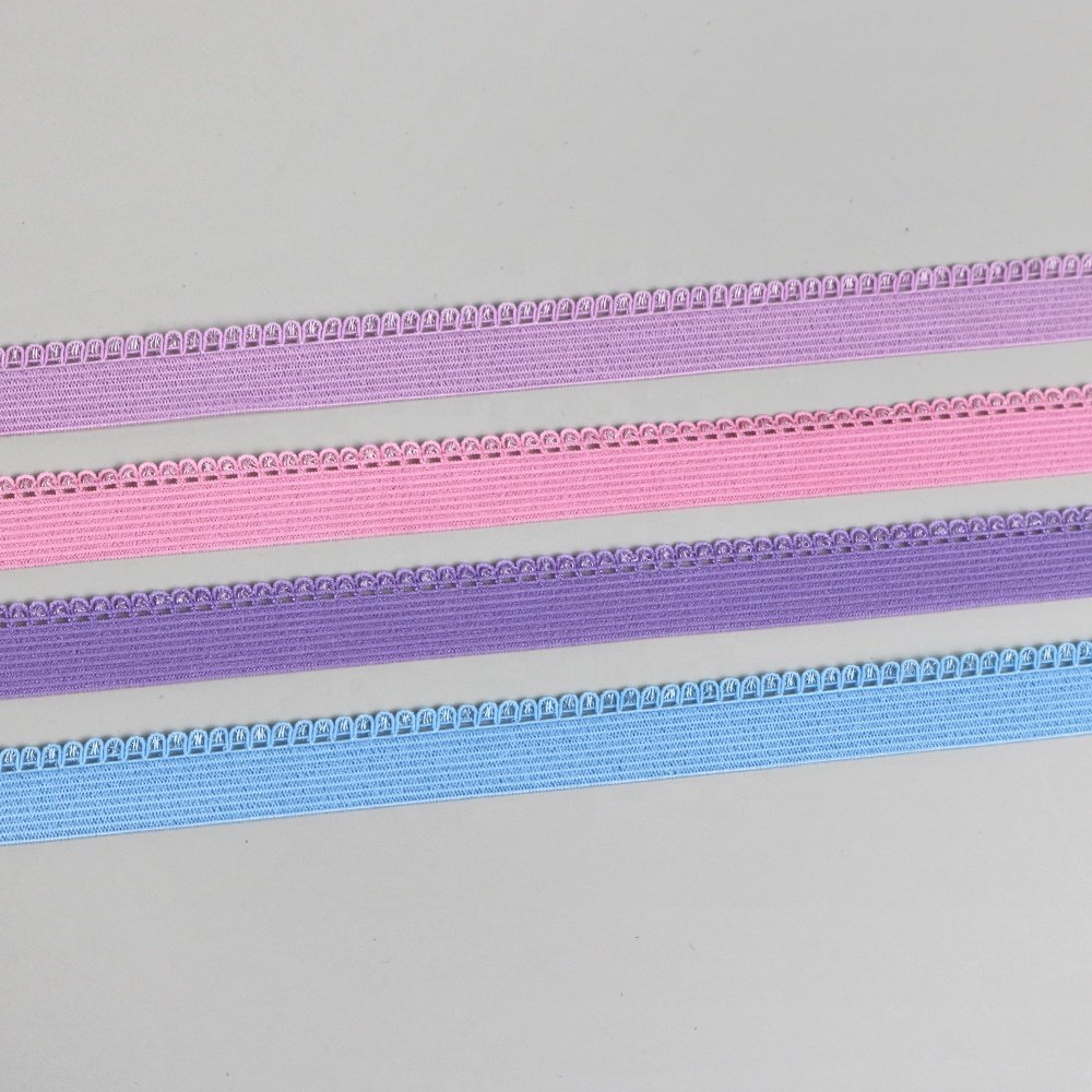 Wholesales 10mm Ultra Thin nylon picot elastic lingerie lace coloured elastic band for underwear bra shoulder strap webbing