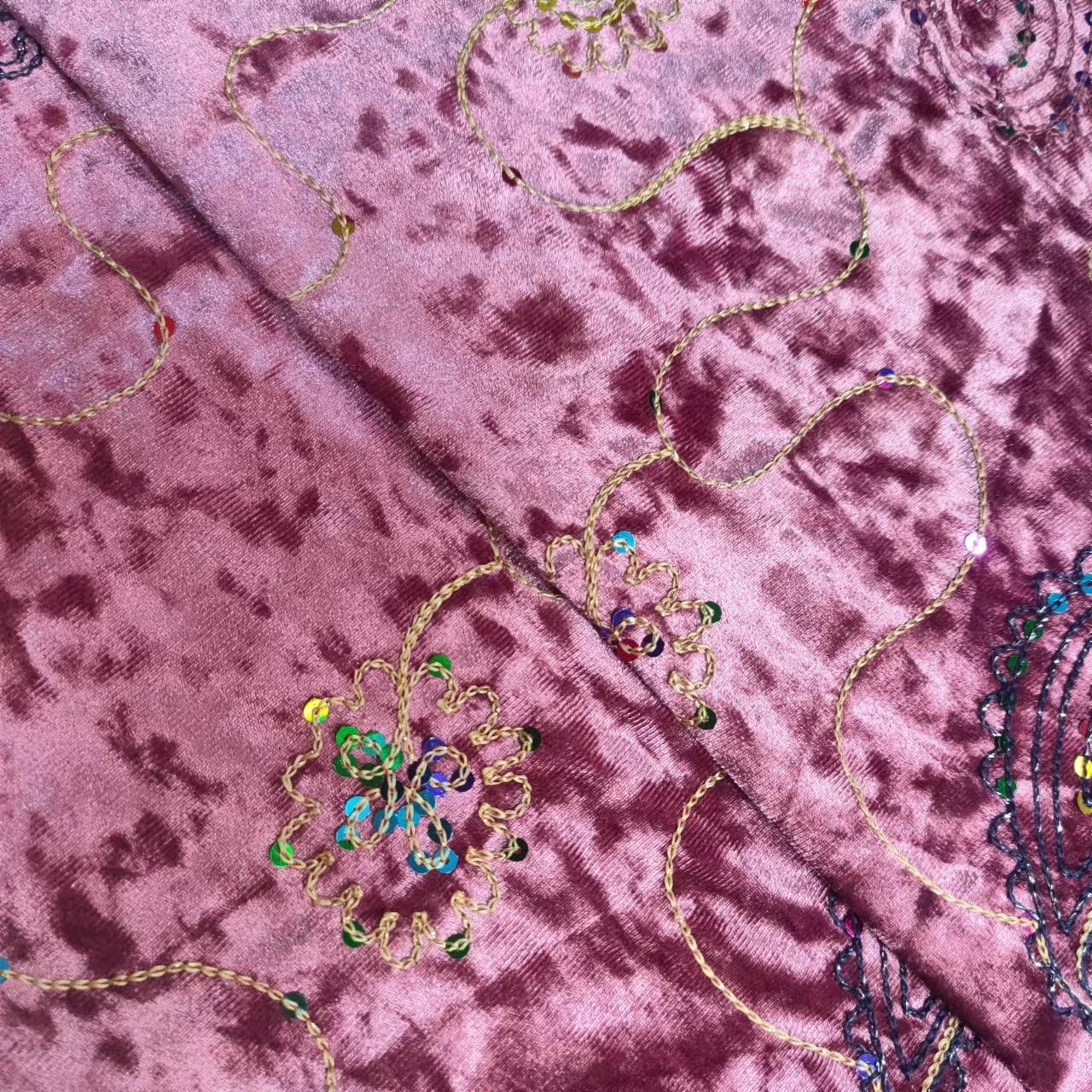 Manufacturer Wholesale Custom Luxury Knit Women Robe Dress Spandex Polyester Velvet Sequin Dubai Embroidery Fabric For Clothing