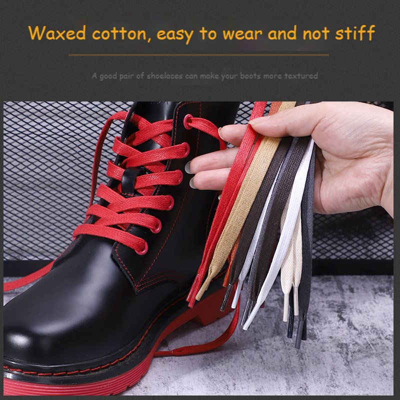 Winter Waxed Cotton Shoelaces Flat Waterproof Shoe laces Unisex Boots Casual Classic Multicolor Leisure Shoe lace Leather Laces