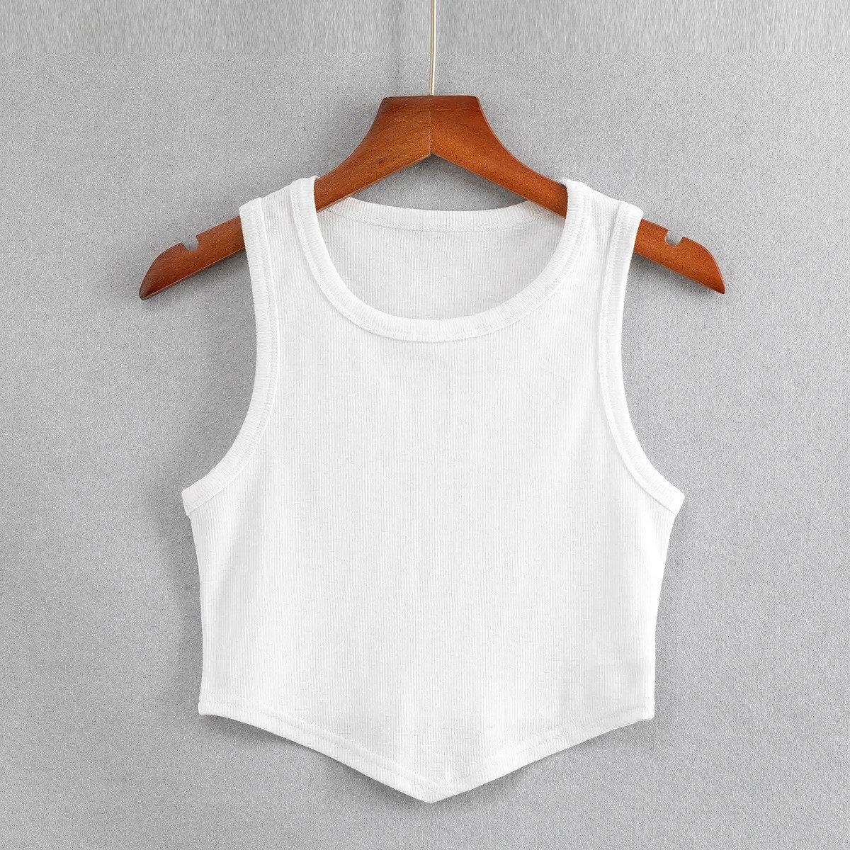 Supplier Wholesale Customize Logo Crew Neck Slim Ribbed Sexy Tank Top for Young Ladies