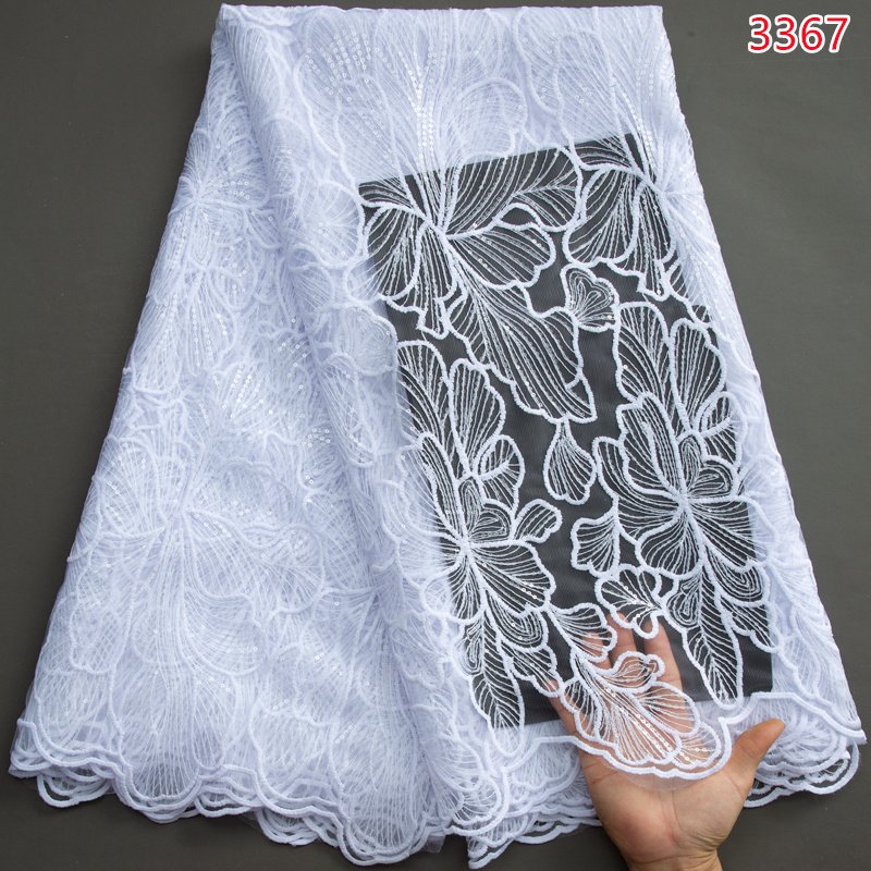Blue French Milk Mesh Lace 2023 High Quality African Tulle Lace Fabric with Sequins for Luxury Wedding Party Dresses 3367