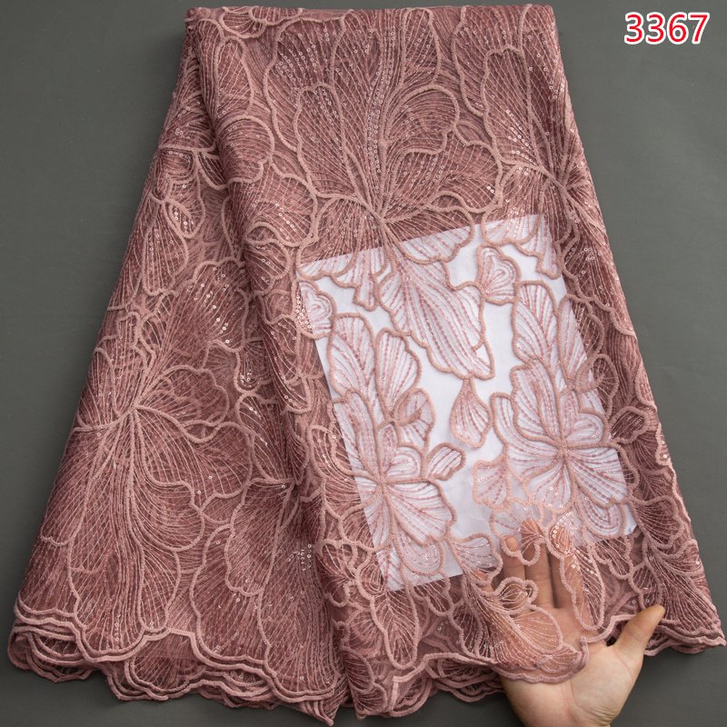 Blue French Milk Mesh Lace 2023 High Quality African Tulle Lace Fabric with Sequins for Luxury Wedding Party Dresses 3367
