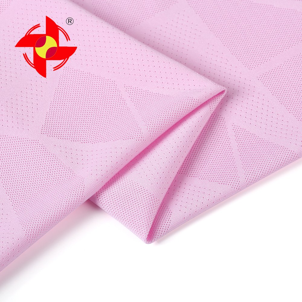 93% Polyester 7% Spandex 170gsm Ice Silk Stretch Jacquard Mesh Fabric Soft Knitted Fabric Dresses Suits Dyed Rib Knit Pattern
