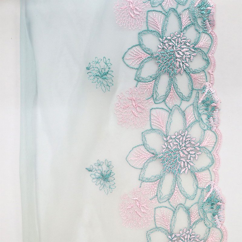 Factory customized floral patterns tulle various color combinations embroidery fabric lace