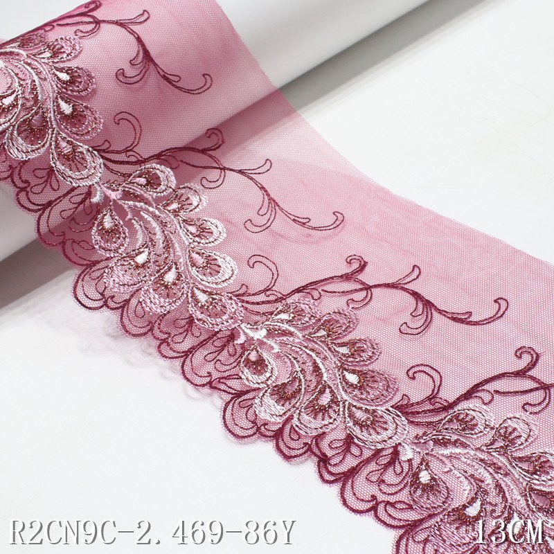 Wholesale Polyester Fabric Wine Red Embroidery Flower Swiss Voile Lace Fabric for Garment