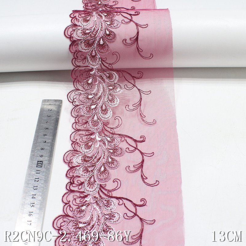Wholesale Polyester Fabric Wine Red Embroidery Flower Swiss Voile Lace Fabric for Garment