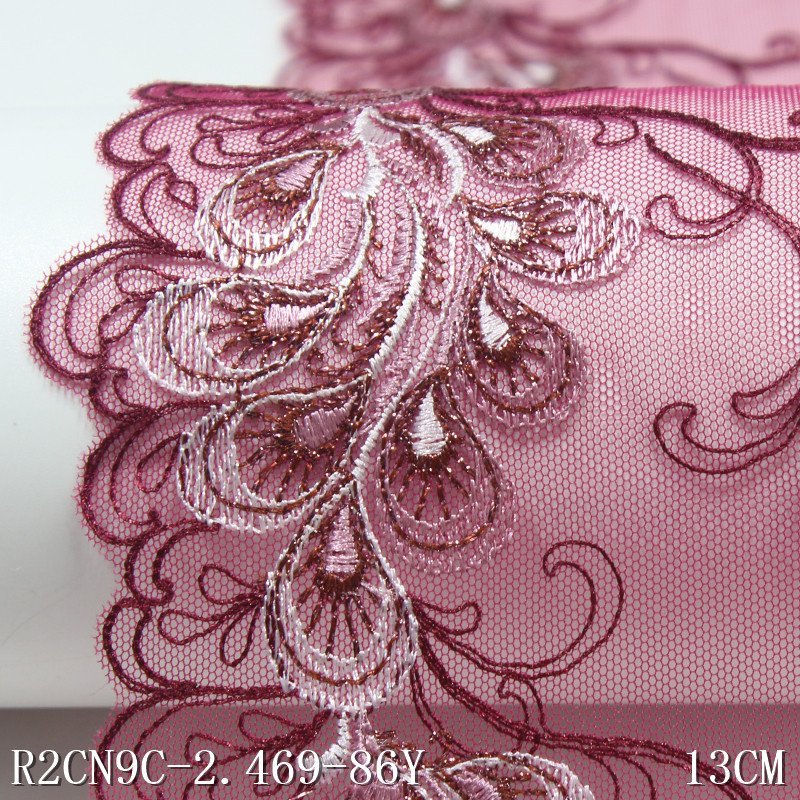 Wholesale Polyester Fabric Wine Red Embroidery Flower Swiss Voile Lace Fabric for Garment