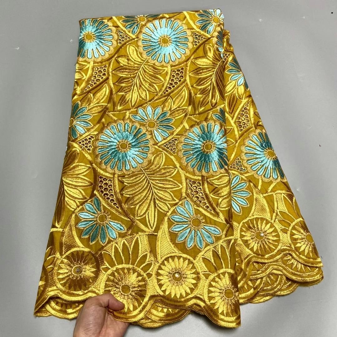 ACI High Quality Swiss Cotton Voile Lace Austria 5 Yards/Piece Cotton Lace Fabric Swiss Voile African Lace Fabric