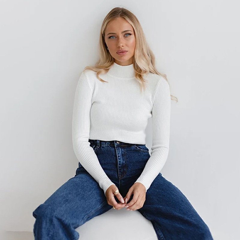 Customized Winter Turtleneck Plain Turtleneck Knit Sweater Lightweight Long Sleeve for Women Vintage