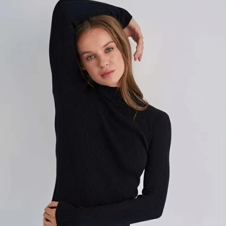 Customized Winter Turtleneck Plain Turtleneck Knit Sweater Lightweight Long Sleeve for Women Vintage