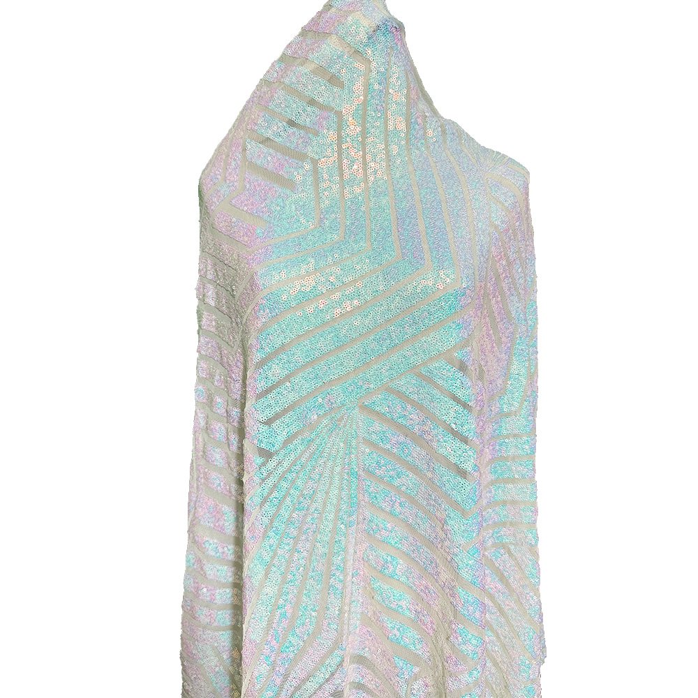 Customized Luxury Big French Elastic Lace Gold Sequin Net Embroidery Fabric For Party Dress