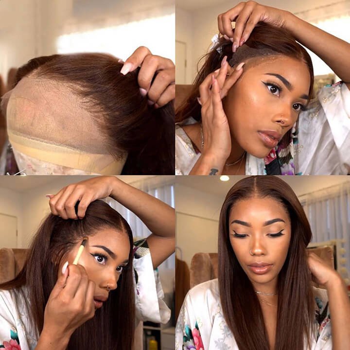Eli Hair customized colored Chocolate Brown Straight Human Hair Lace front Wigs With Affordable Price