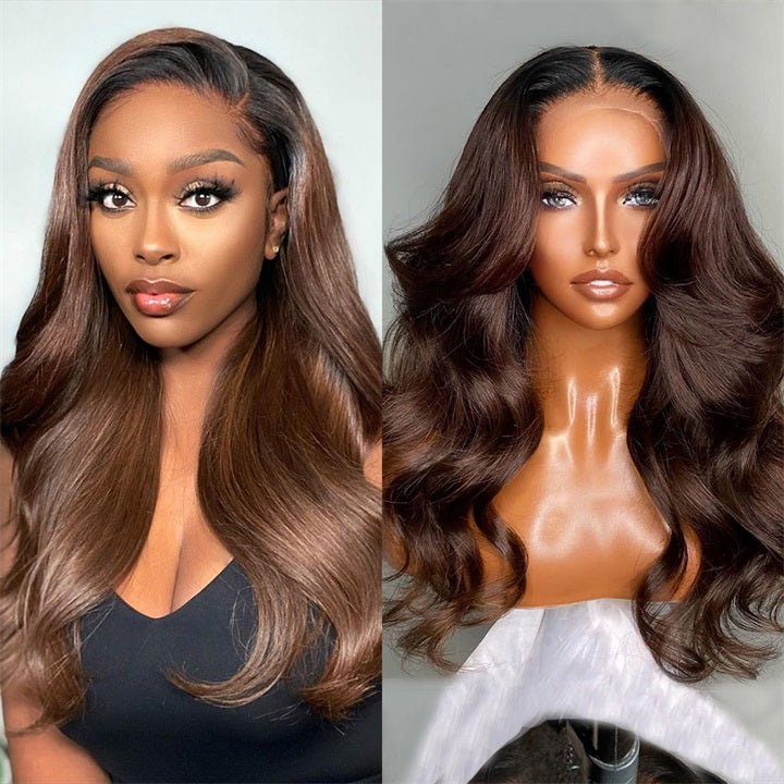 Eli Hair customized colored Chocolate Brown Straight Human Hair Lace front Wigs With Affordable Price