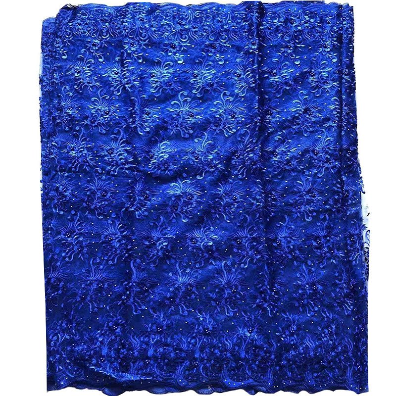 High quality 100% polyester textile bridal dress fabric lace material african nigerian tulle sequins lace fabric